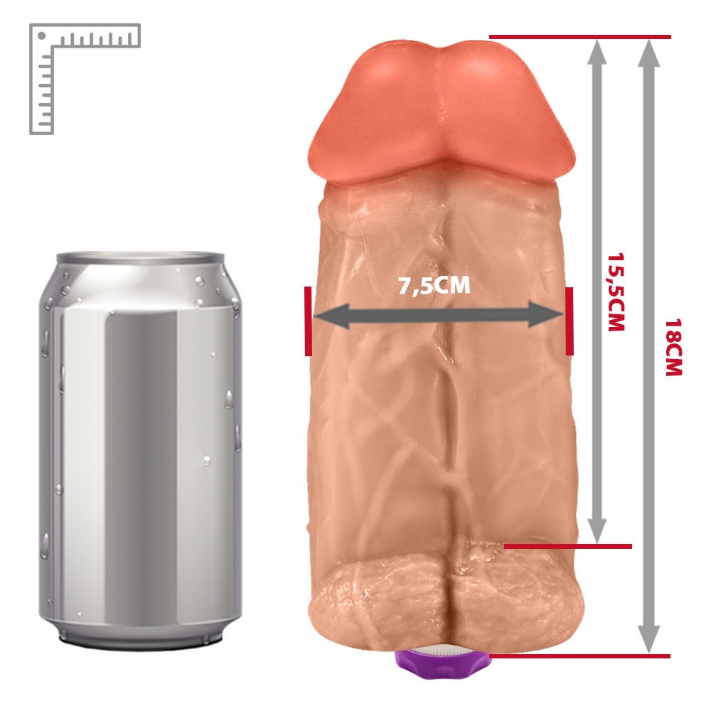 Pênis Realístico Flexível Duplo Super Amigos com Vibrador 18 x 7,5cm Bege | Foto 06