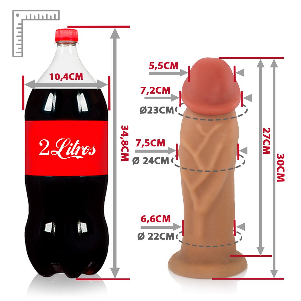 Pênis Gigante e Grosso Flexível Anúbis 30 x 7,9cm Bege | Foto 06