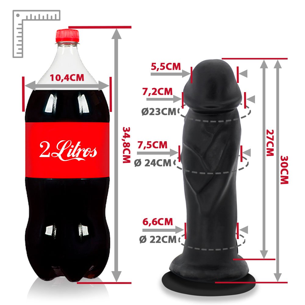 Pênis Gigante e Grosso Flexível com Ventosa Anúbis 30 x 7,9cm Preto | Foto 06