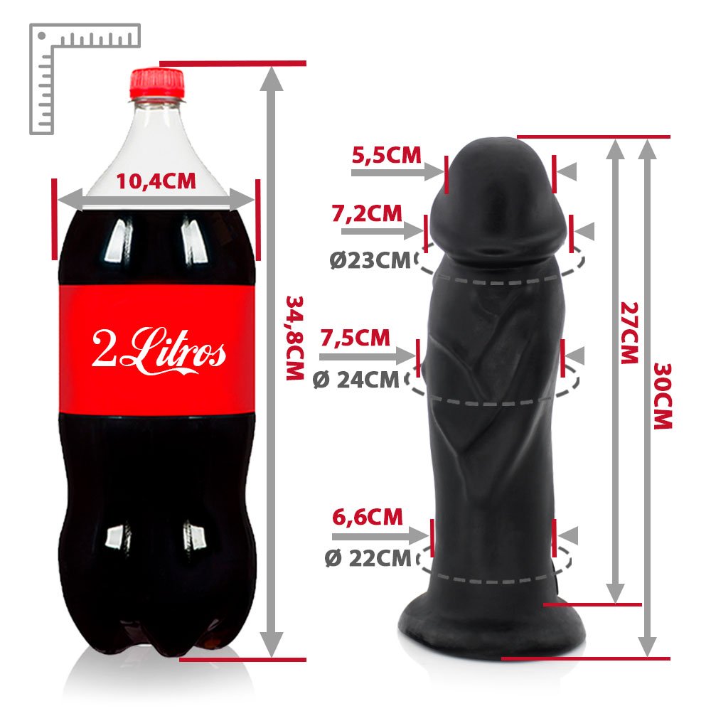 Pênis Gigante e Grosso Flexível Anúbis 30 x 7,9cm Preto | Foto 06