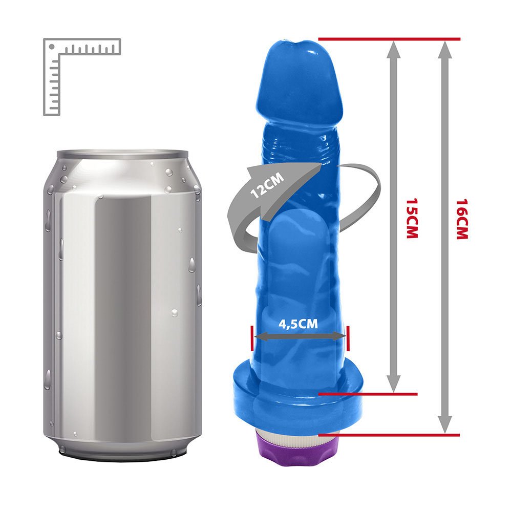 Pênis Miércoles com Vibrador Multivelocidade 15 x 4,5cm Azul Translúcido | Foto 06