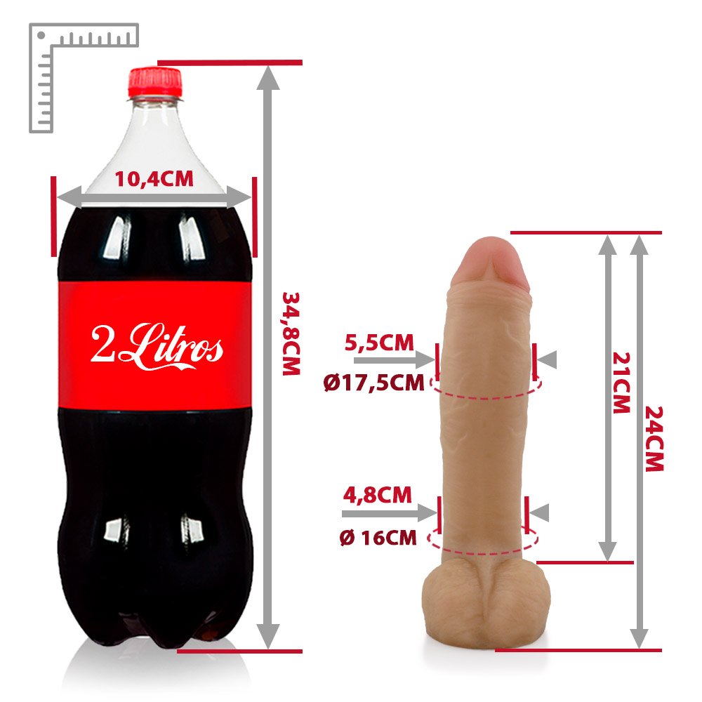 Pênis Realístico em PVC Flexível com Escroto Baguete 24 x 5,5cm Bege | Foto 06
