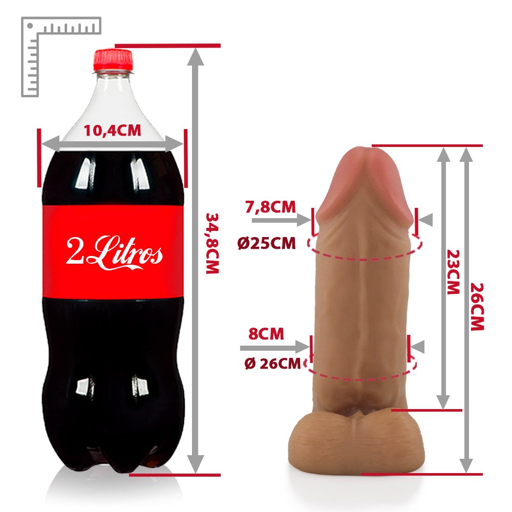 Pênis Gigante e Grosso em PVC Flexível com Escroto Thor 26 x 8cm Bege | Foto 06