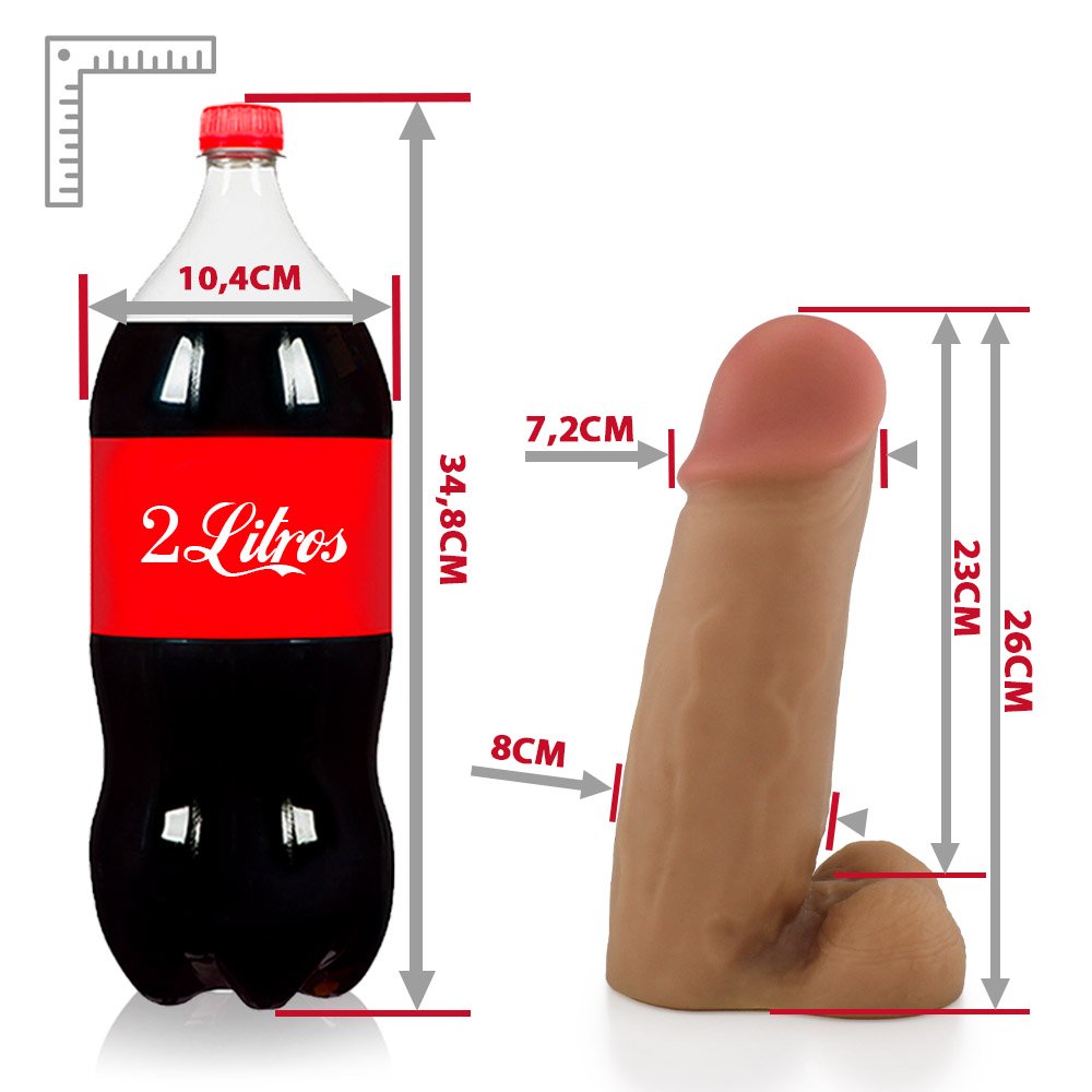 Pênis Gigante e Grosso em PVC Flexível com Escroto Thor 26 x 8cm Bege | Foto 07