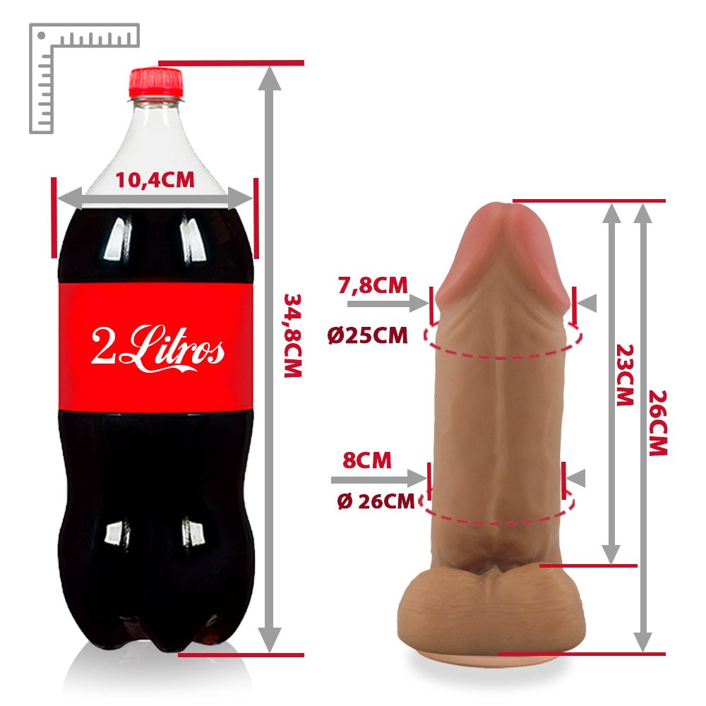P�nis Real�stico em PVC Flex�vel com Escroto e Ventosa Thor 26 x 8cm Bege | Foto 06