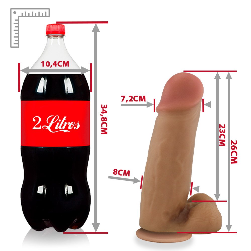 P�nis Real�stico em PVC Flex�vel com Escroto e Ventosa Thor 26 x 8cm Bege | Foto 07