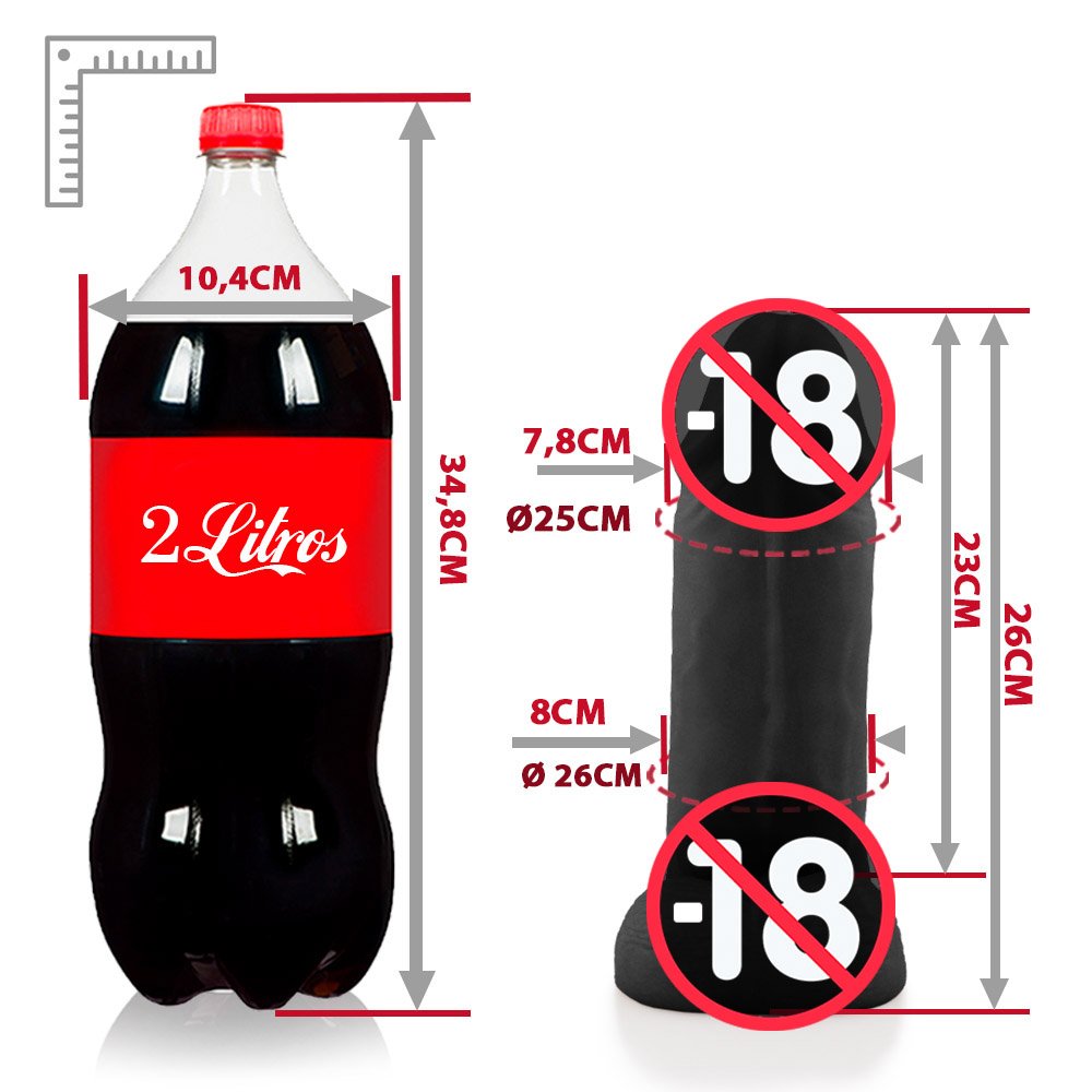 Pênis Gigante e Grosso em PVC Flexível com Escroto Thor 26 x 8cm Preto | Foto 06