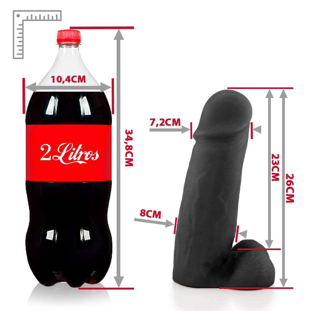 Pênis Gigante e Grosso em PVC Flexível com Escroto Thor 26 x 8cm Preto | Foto 07