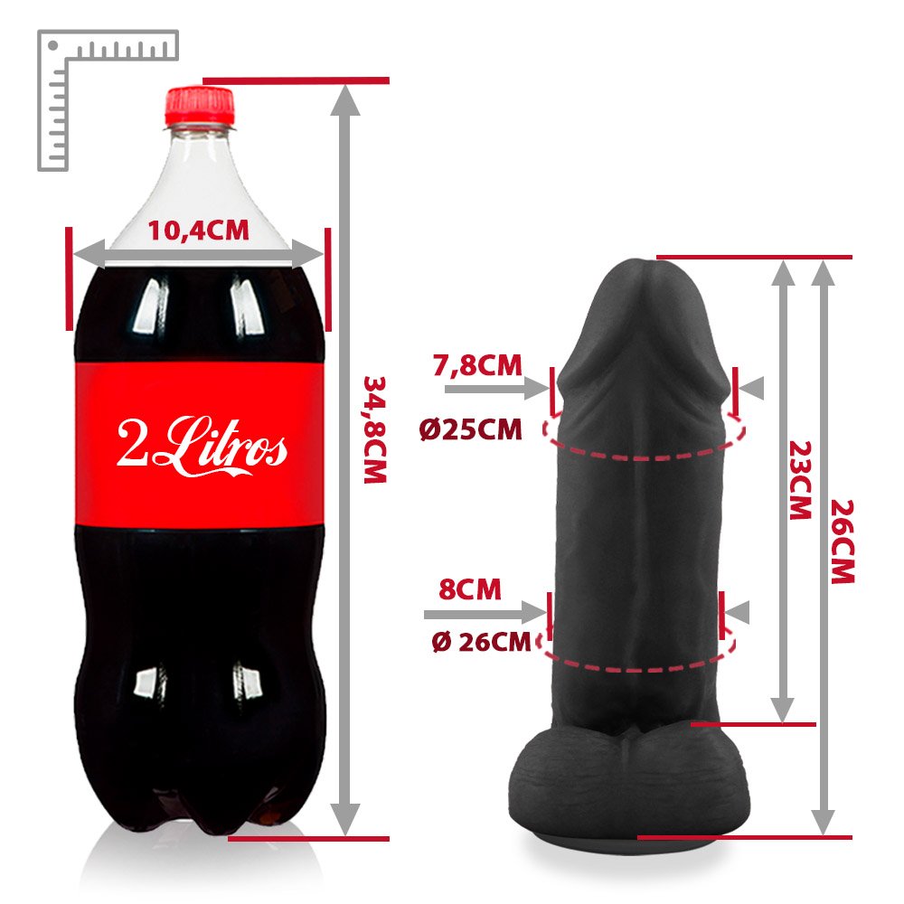 Pênis Realístico em PVC Flexível com Escroto e Ventosa Thor 26 x 8cm Preto | Foto 06