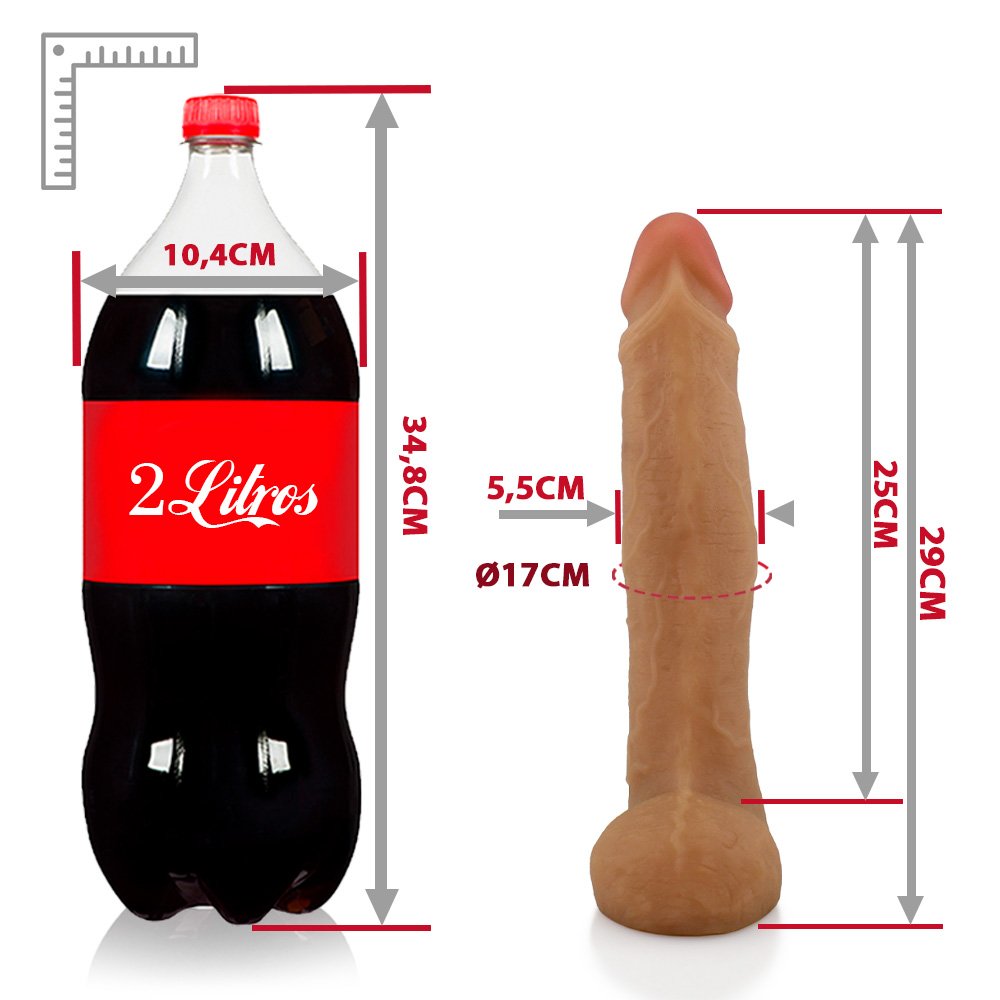 Pênis Realístico em PVC Flexível com Escroto Porrete 29 x 6cm Bege | Foto 06
