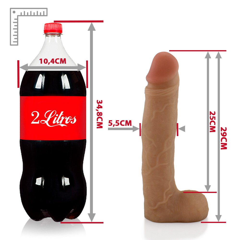 Pênis Realístico em PVC Flexível com Escroto Porrete 29 x 6cm Bege | Foto 07