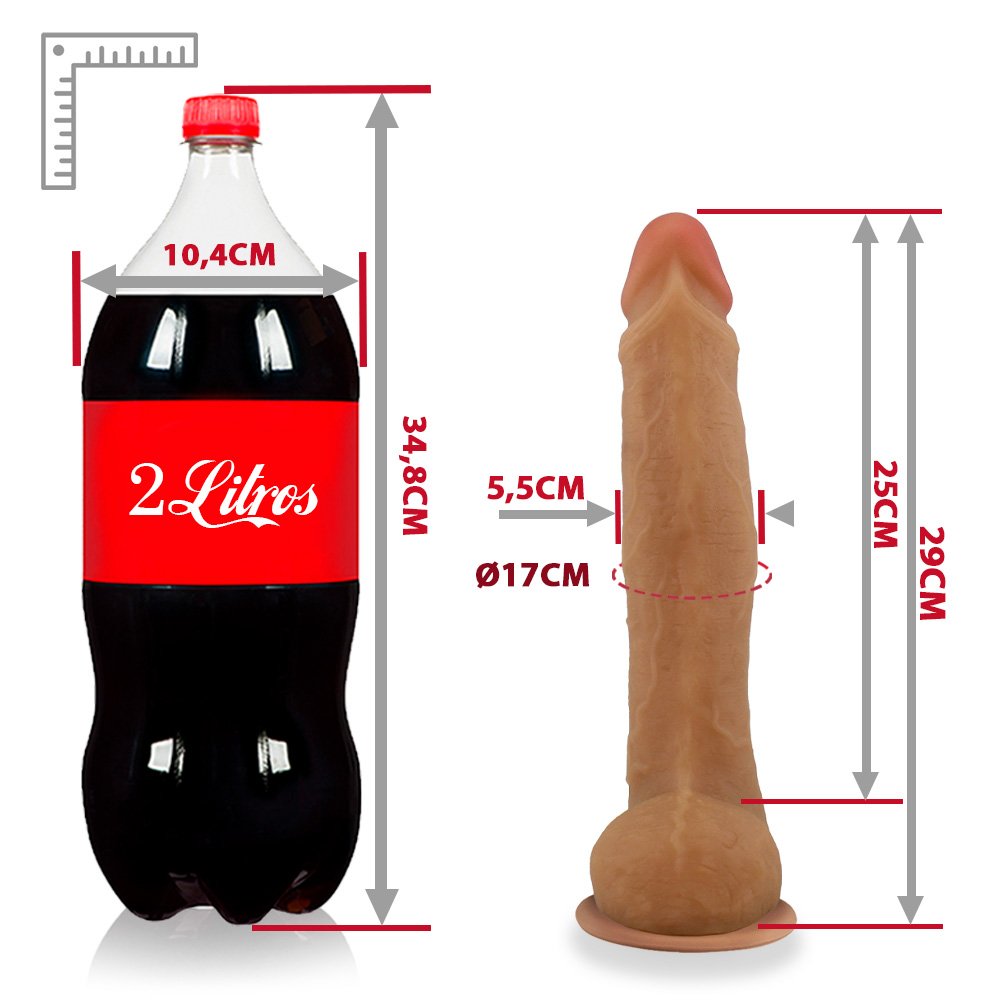 Pênis Realístico em PVC Flexível com Escroto e Ventosa Porrete 29 x 6cm Bege | Foto 06