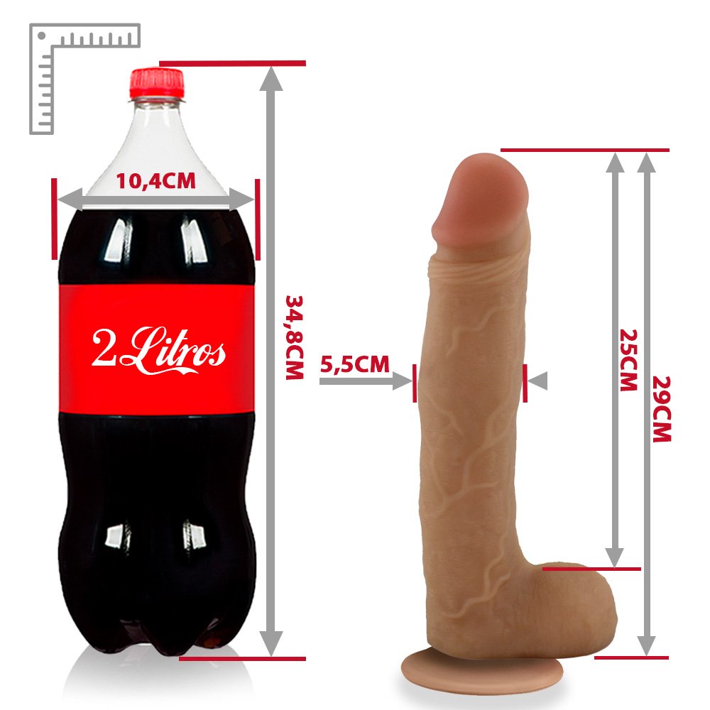 Pênis Realístico em PVC Flexível com Escroto e Ventosa Porrete 29 x 6cm Bege | Foto 07