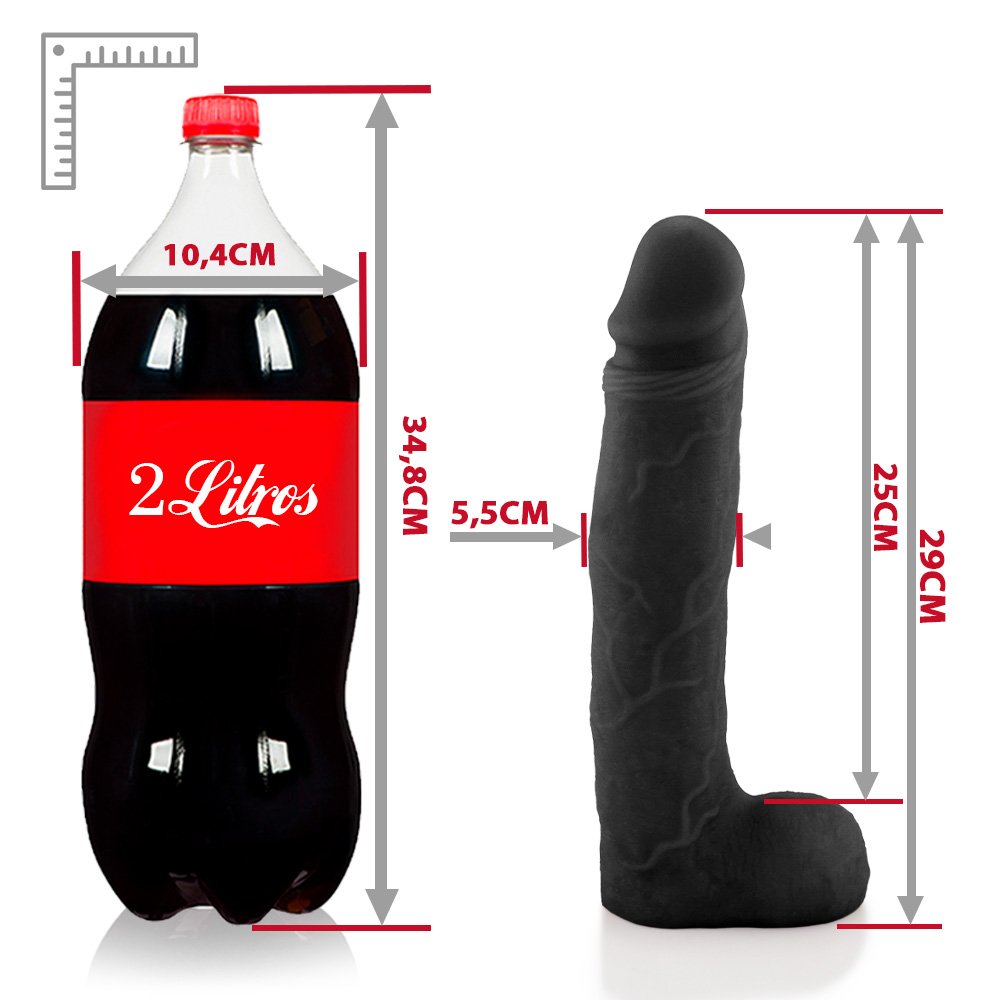 Pênis Realístico em PVC Flexível com Escroto Porrete 29 x 6cm Preto | Foto 07