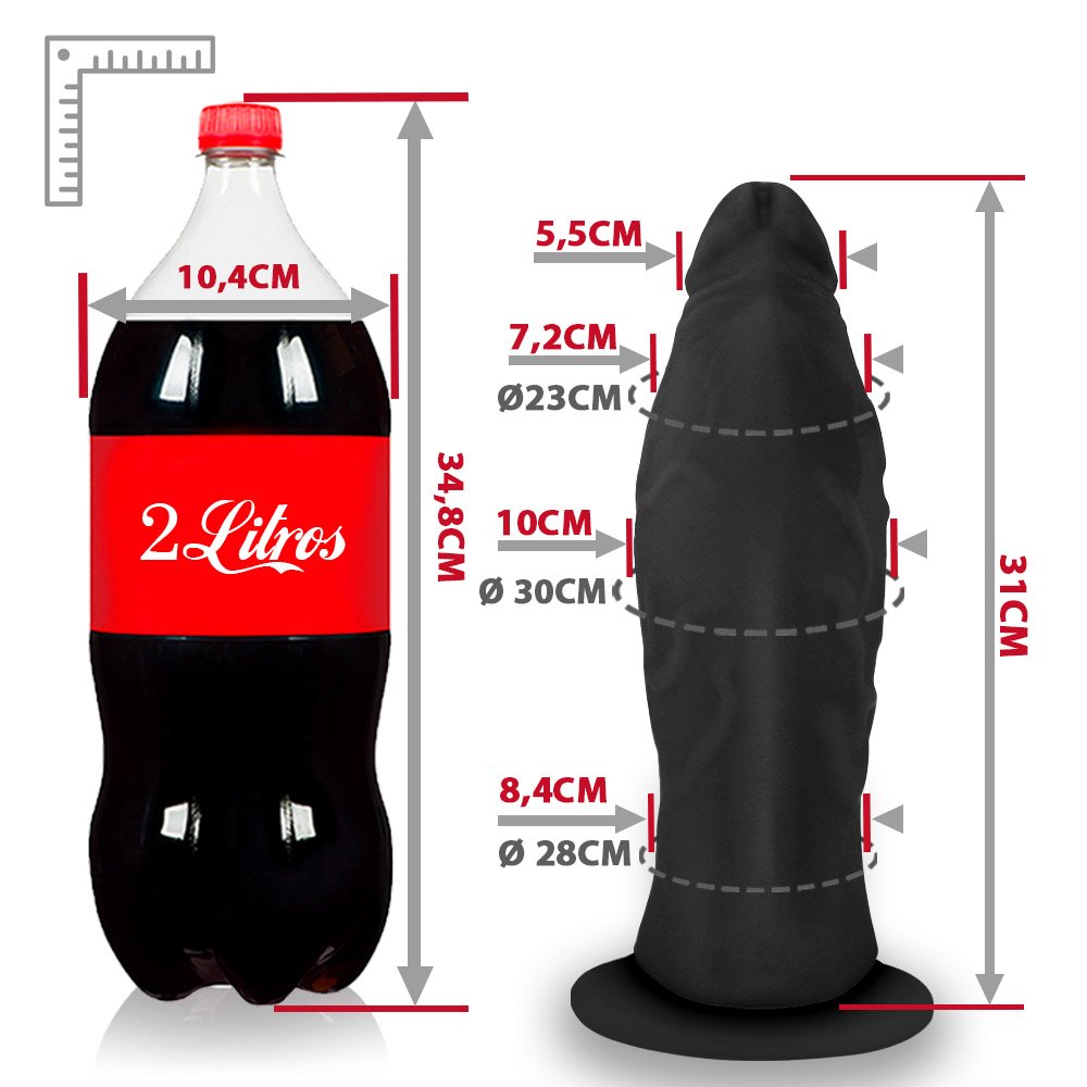 Pênis Gigante e Grosso Flexível com Ventosa e Vibrador Jatobaço 31 x 10cm Preto | Foto 06
