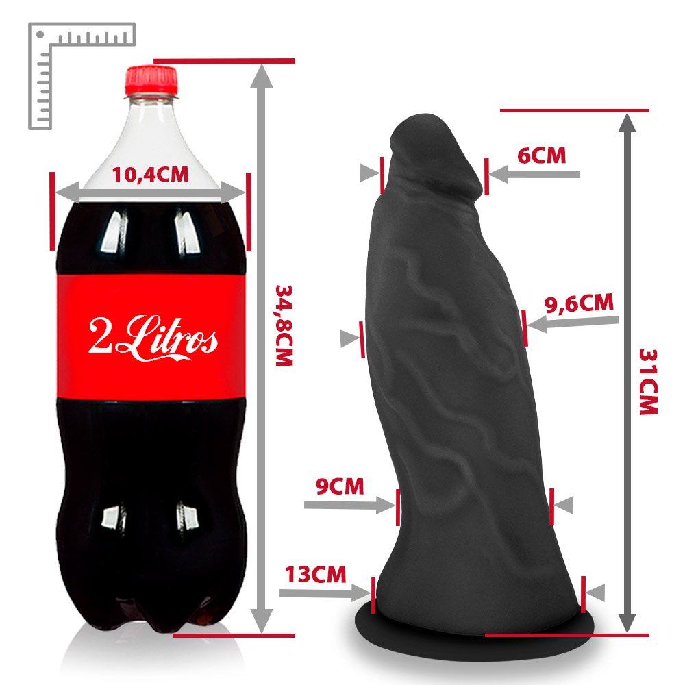 Pênis Gigante e Grosso Flexível com Ventosa e Vibrador Jatobaço 31 x 10cm Preto | Foto 07