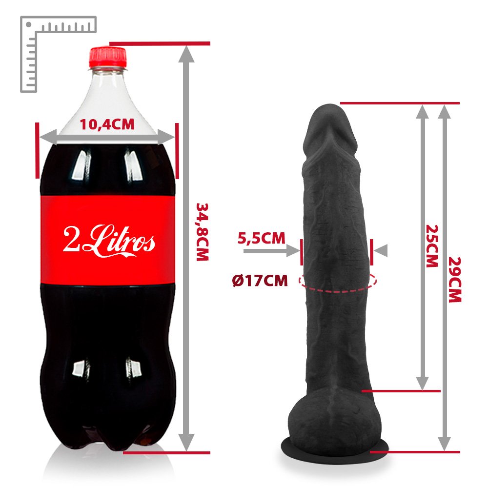 Pênis Realístico em PVC Flexível com Escroto e Ventosa Porrete 29 x 6cm Preto | Foto 06