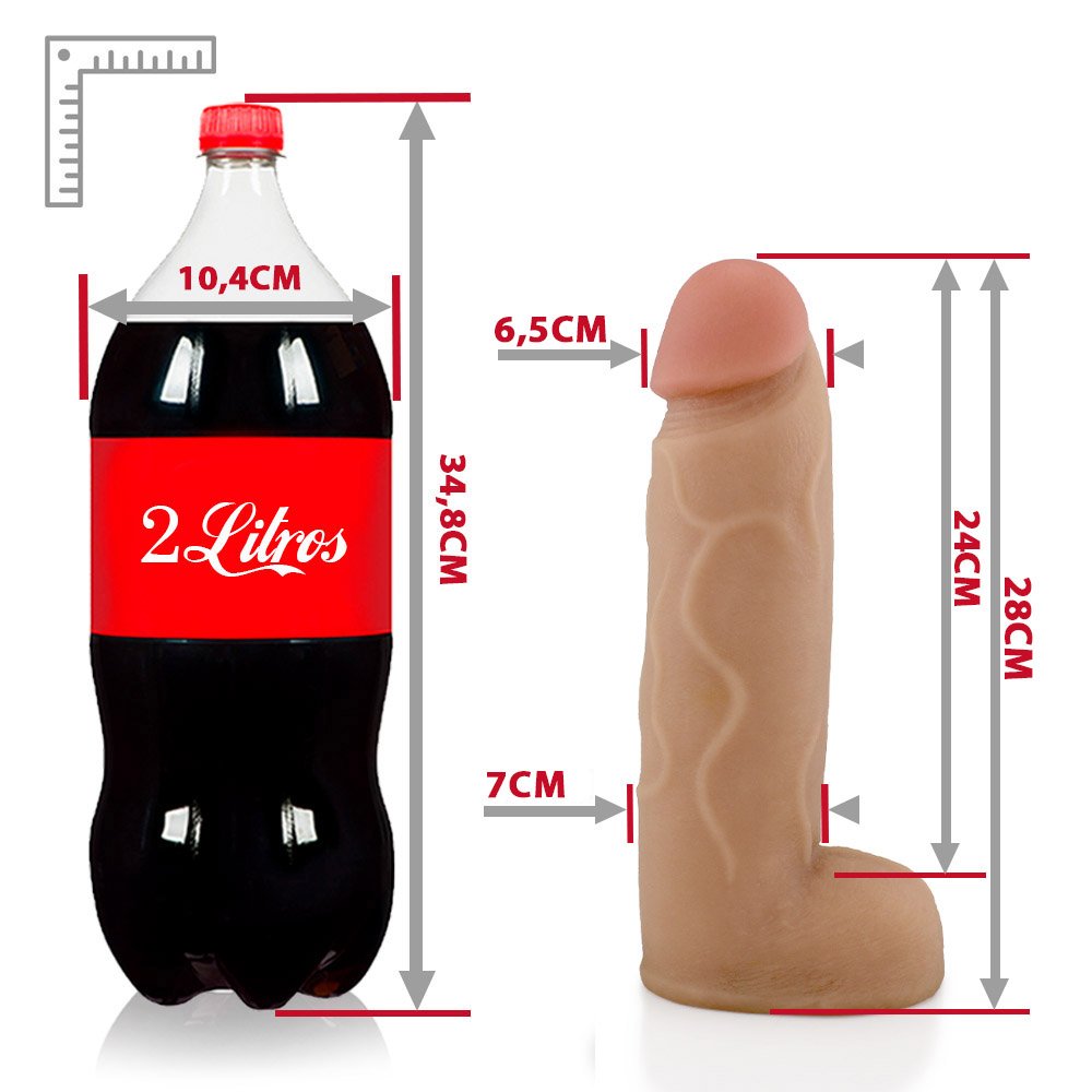 Pênis Realístico em PVC Flexível com Escroto Roludo 28 x 7cm Bege | Foto 07