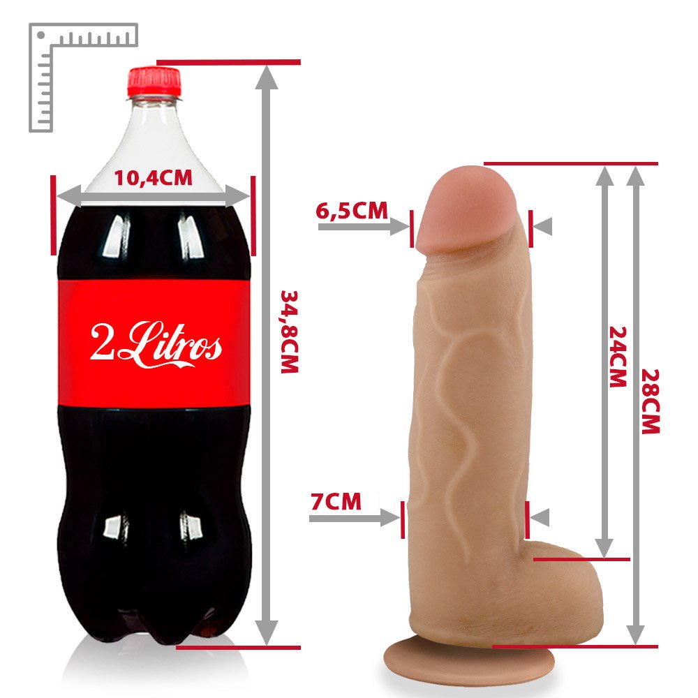 Pênis Realístico em PVC Flexível com Escroto e Ventosa Roludo 28 x 7cm Bege | Foto 07