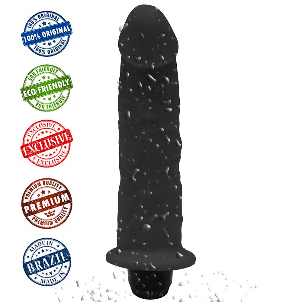 P�nis de Borracha Lunes com Vibrador 14 x 4cm Preto | Foto 04