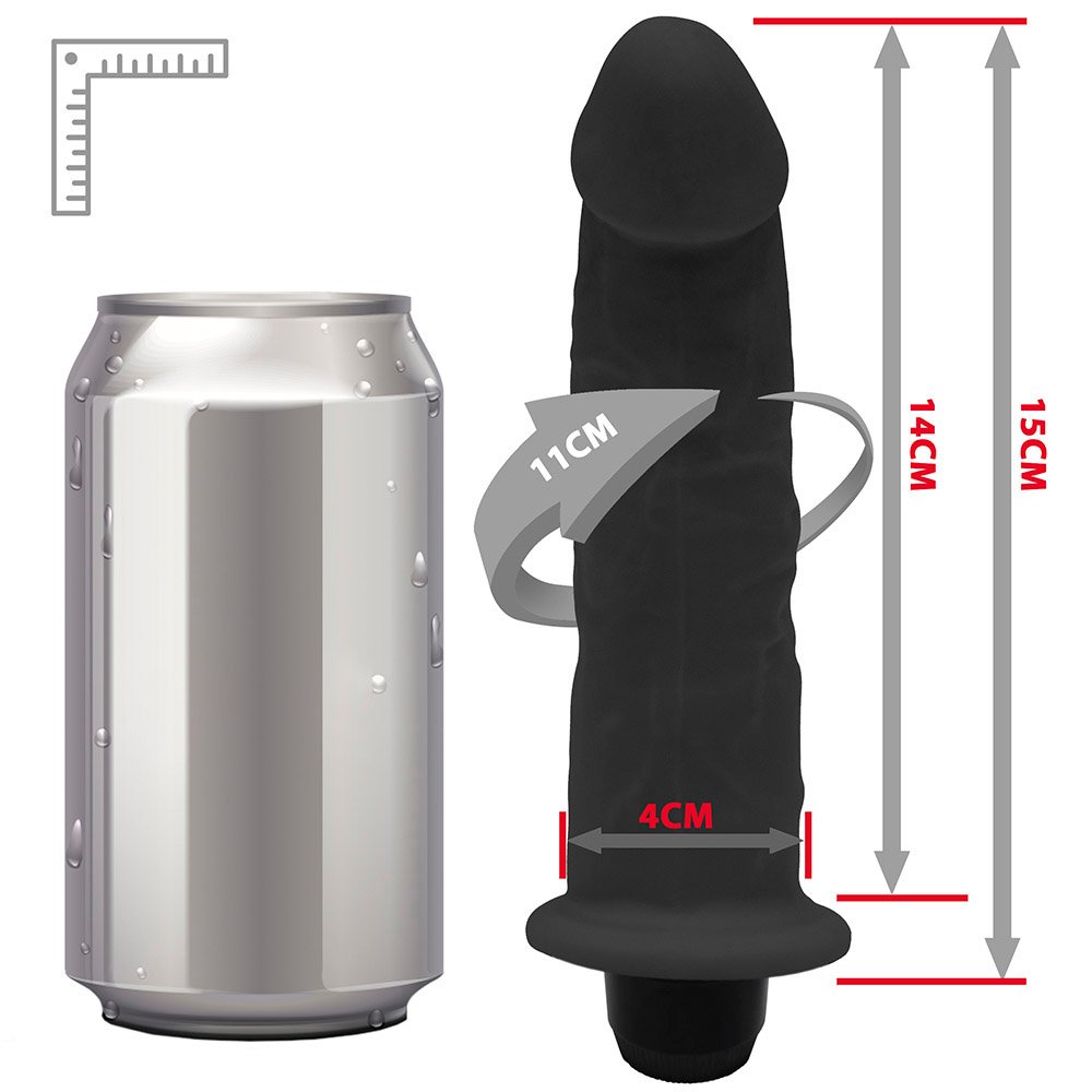 P�nis de Borracha Lunes com Vibrador 14 x 4cm Preto | Foto 05