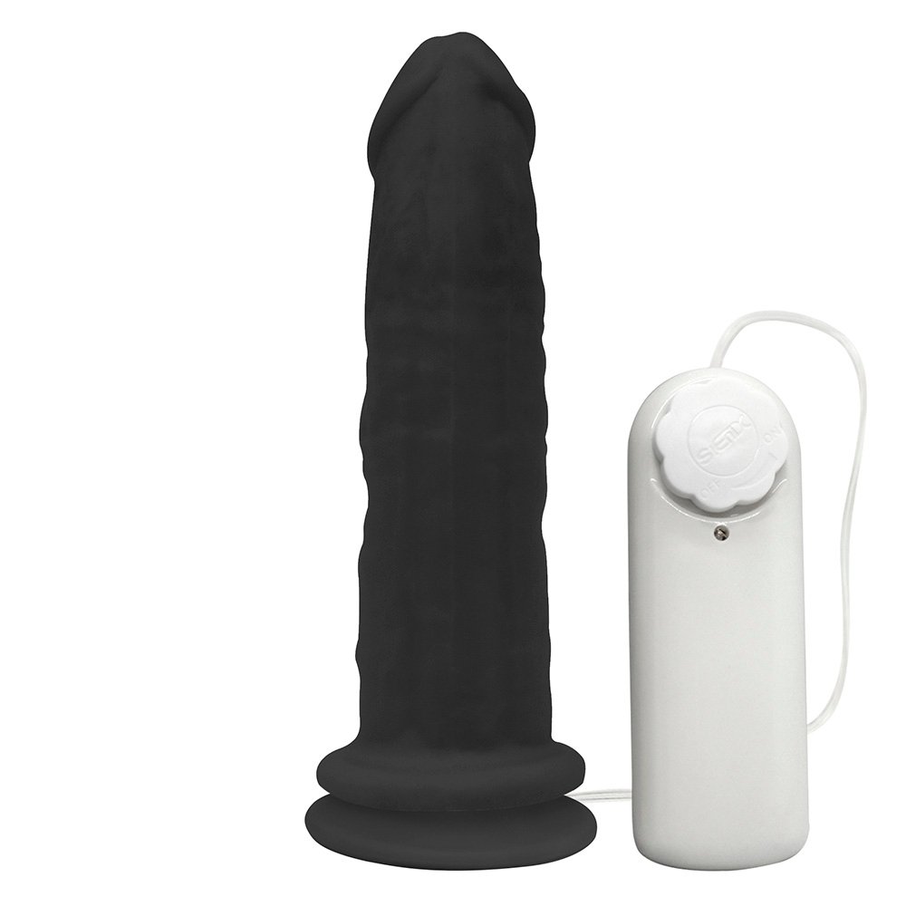 Pênis de Borracha Lunes com Vibrador e Ventosa 14 x 4cm Preto | Foto 03