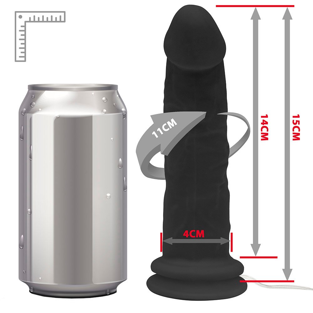 Pênis de Borracha Lunes com Vibrador e Ventosa 14 x 4cm Preto | Foto 05