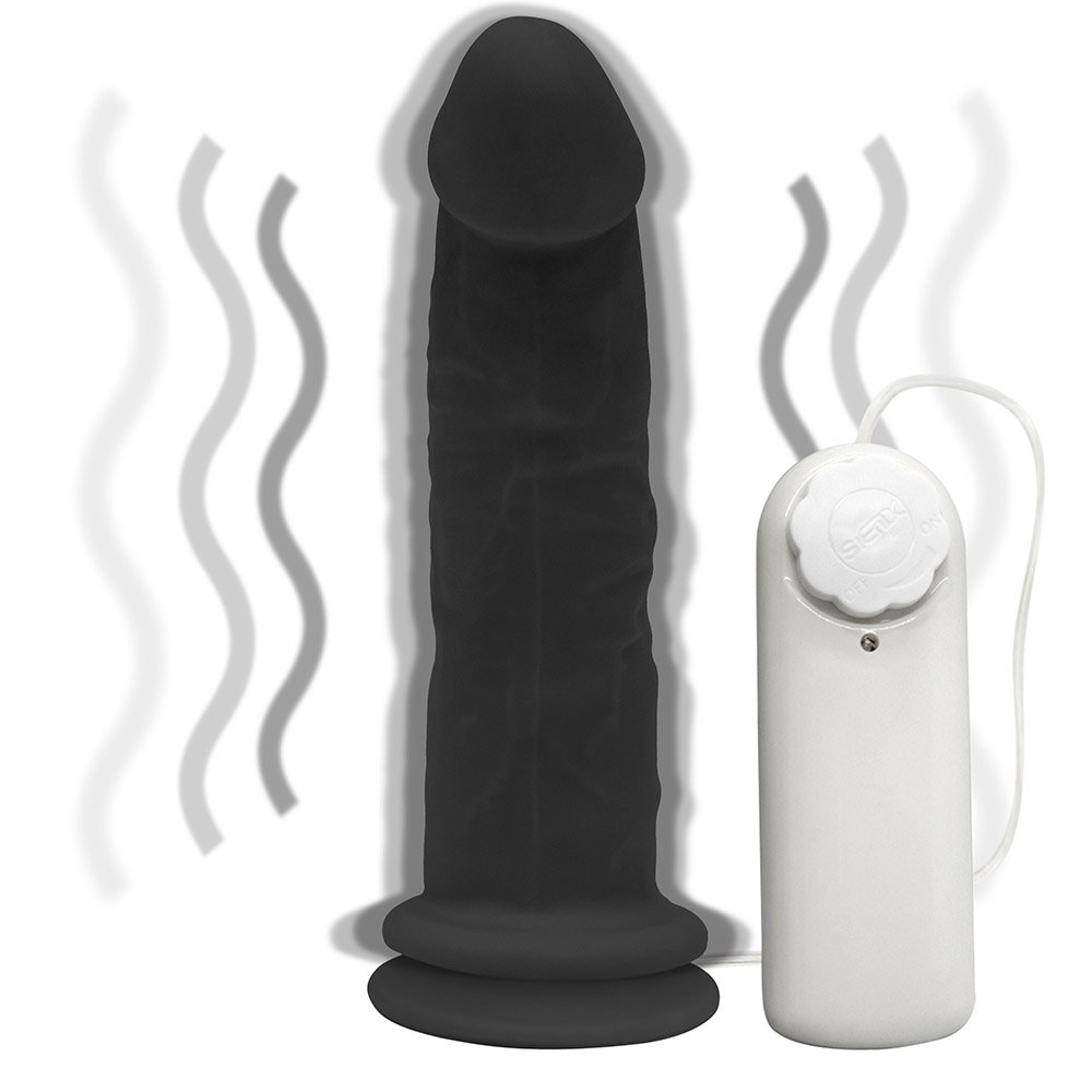 Pênis de Borracha Lunes com Vibrador e Ventosa 14 x 4cm Preto | Foto 06