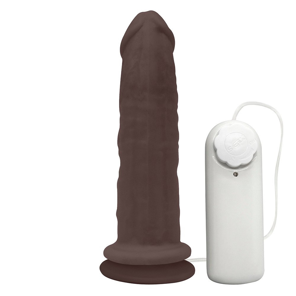 Pênis de Borracha Lunes com Vibrador e Ventosa 14 x 4cm Marrom | Foto 03