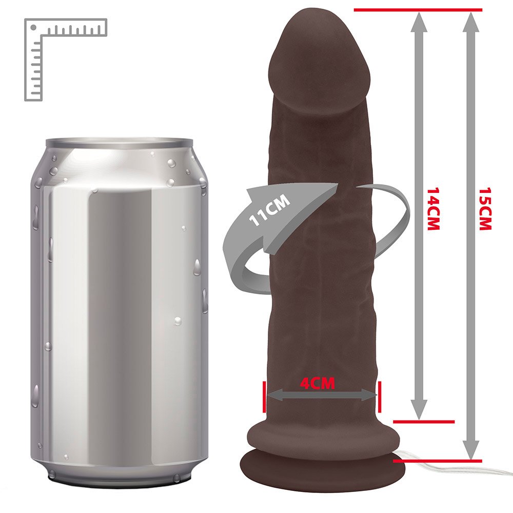 Pênis de Borracha Lunes com Vibrador e Ventosa 14 x 4cm Marrom | Foto 05
