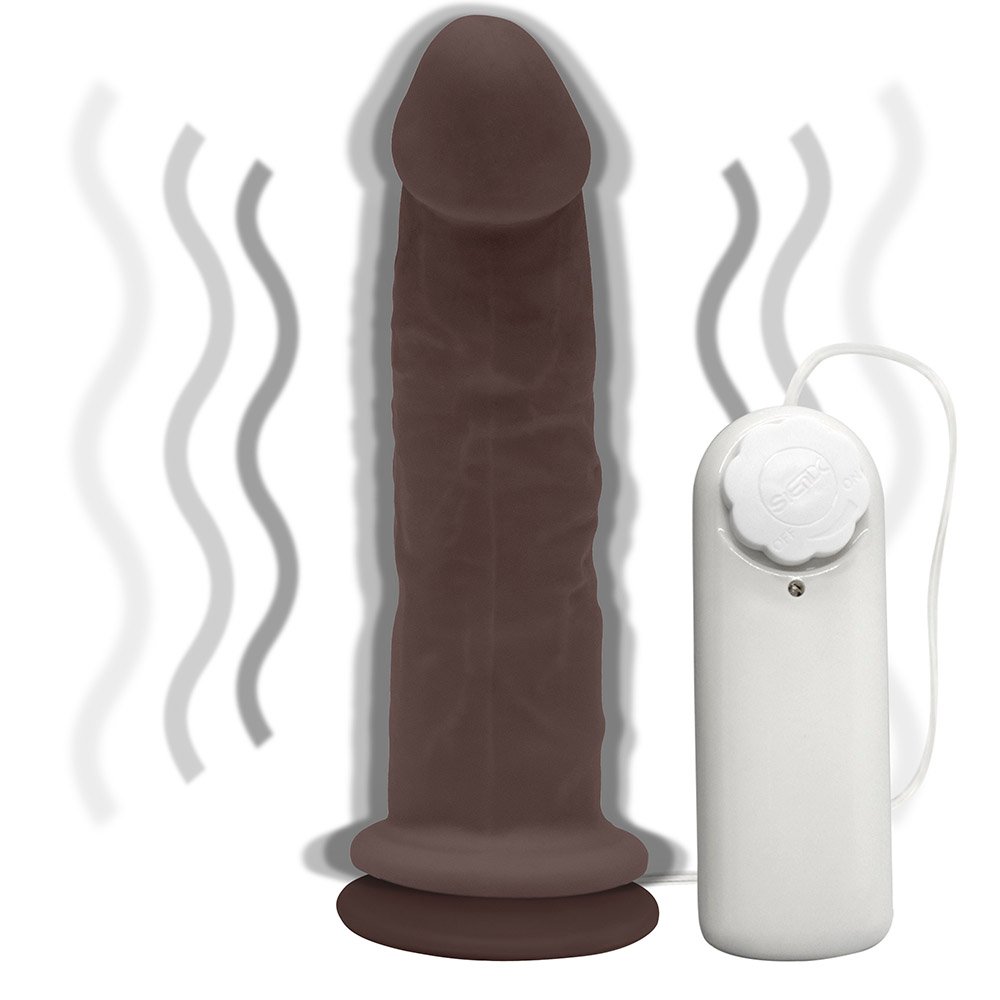 Pênis de Borracha Lunes com Vibrador e Ventosa 14 x 4cm Marrom | Foto 06