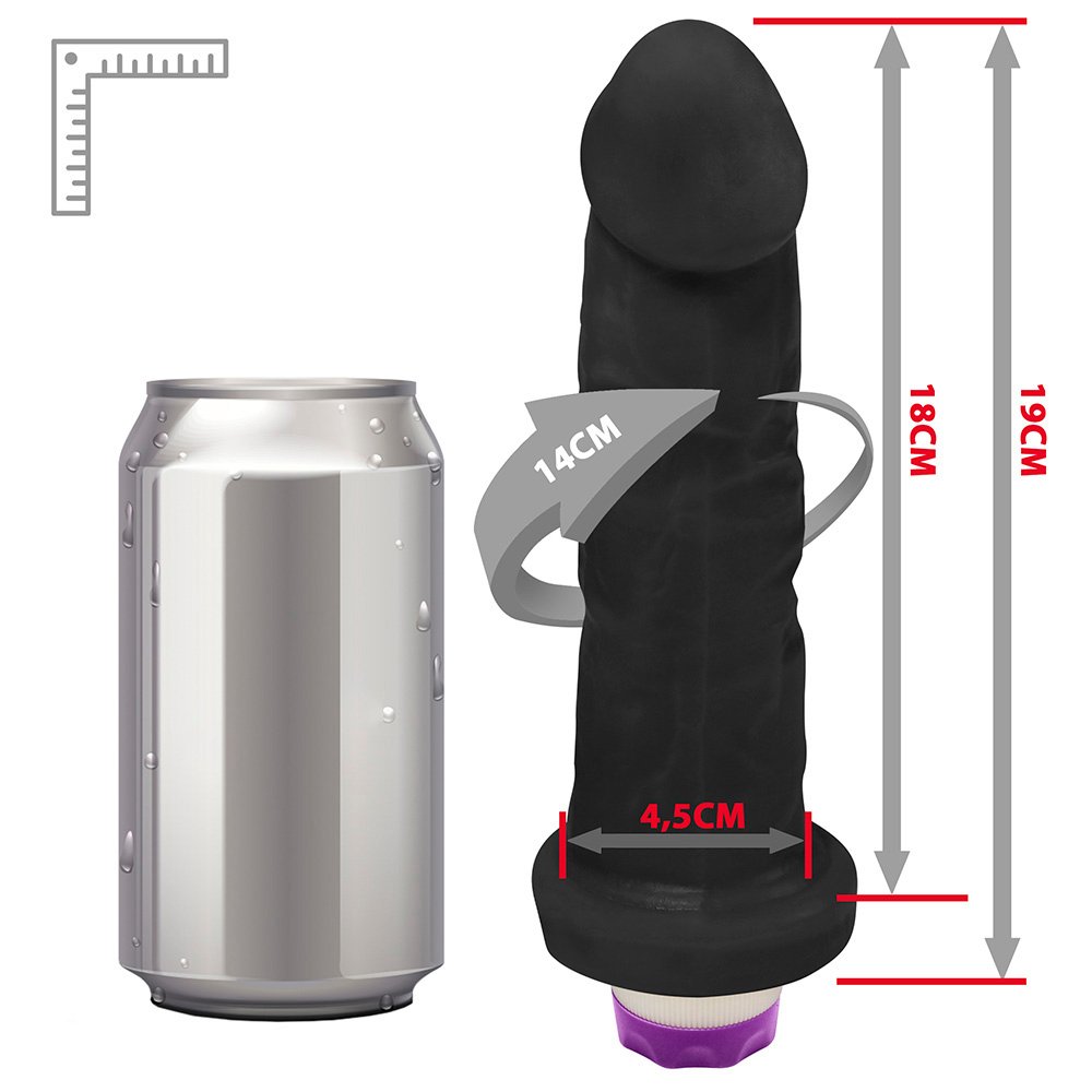 Pênis de Borracha Martes com Vibrador 19 x 4,5cm Preto | Foto 07