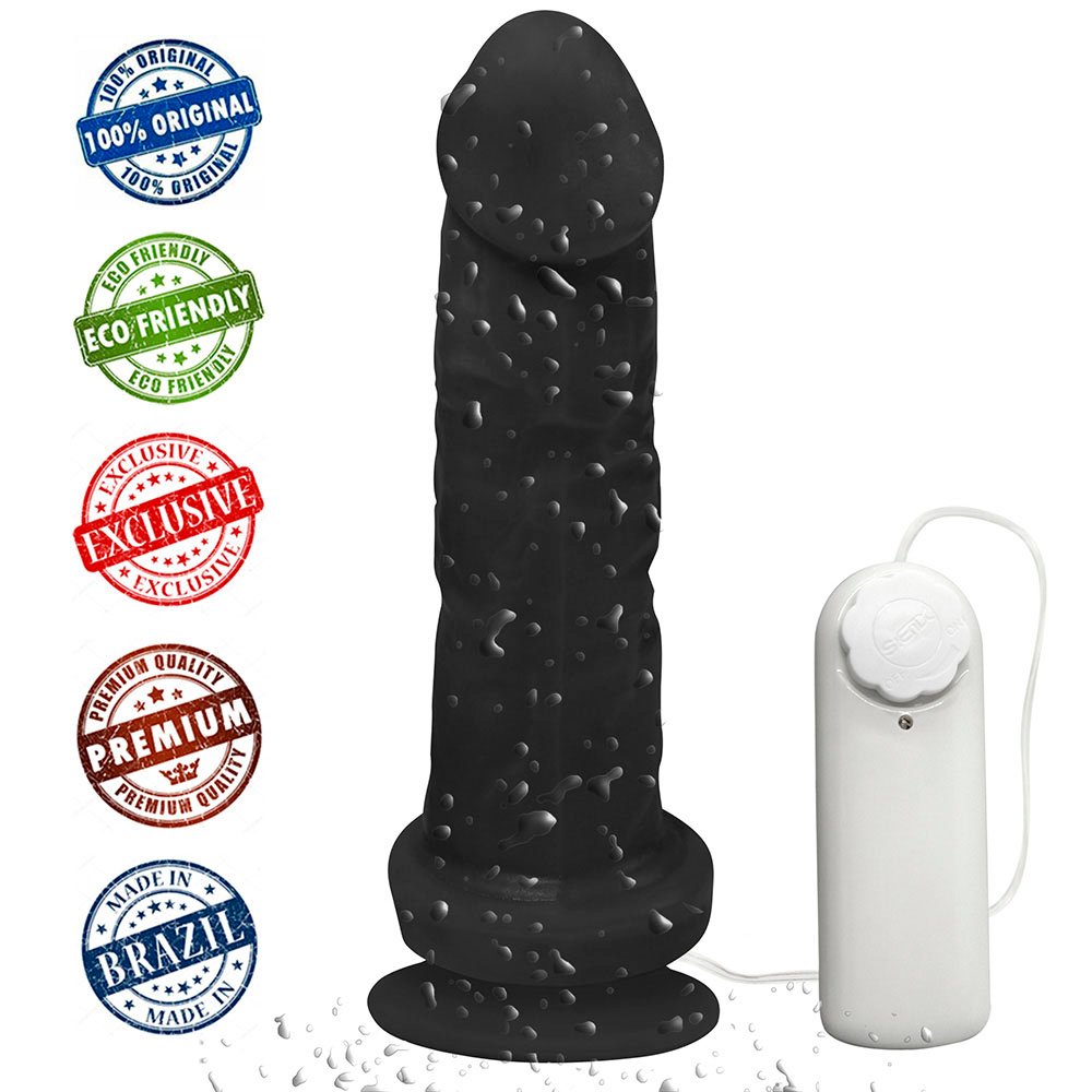 Pênis de Borracha Martes com Vibrador e Ventosa 19 x 4,5cm Preto | Foto 05