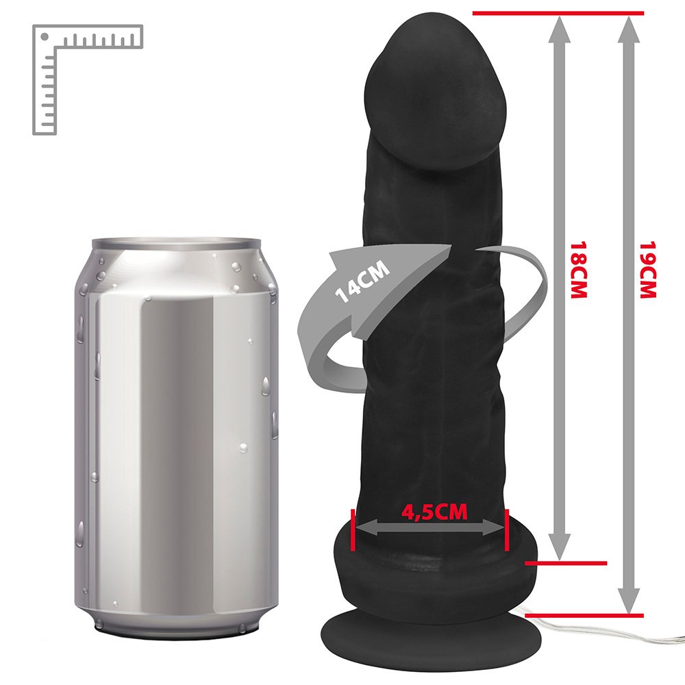 Pênis de Borracha Martes com Vibrador e Ventosa 19 x 4,5cm Preto | Foto 07