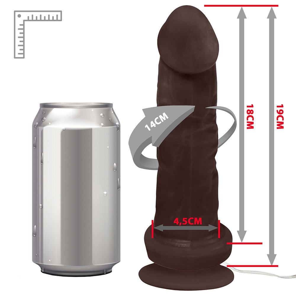 Pênis de Borracha Martes com Vibrador e Ventosa 19 x 4,5cm Marrom | Foto 07