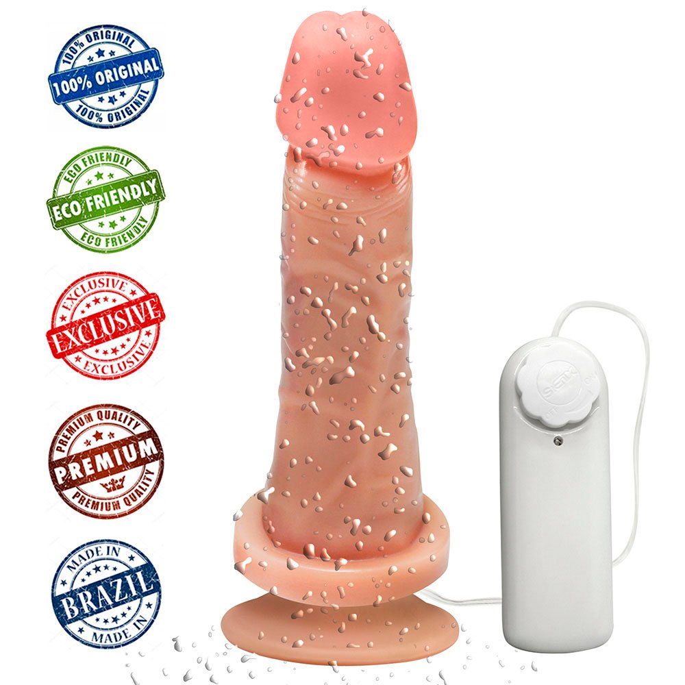 Pênis de Borracha Miércoles com Vibrador e Ventosa 15 x 4,5cm Bege | Foto 05