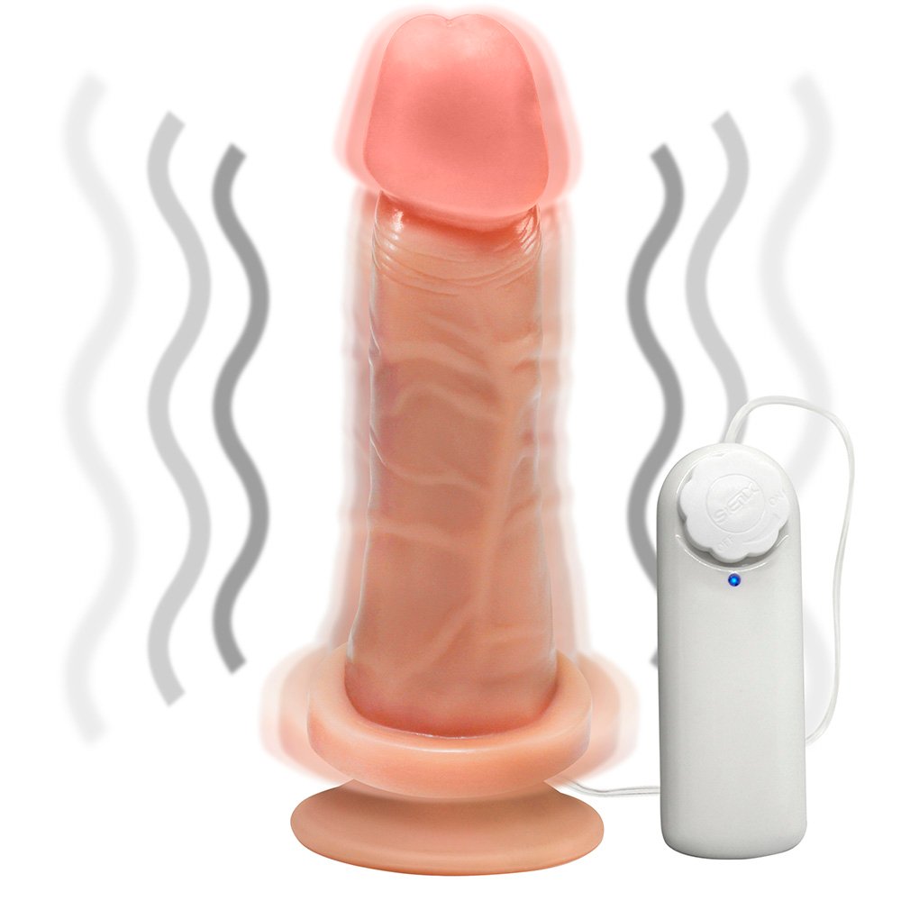Pênis de Borracha Miércoles com Vibrador e Ventosa 15 x 4,5cm Bege | Foto 06