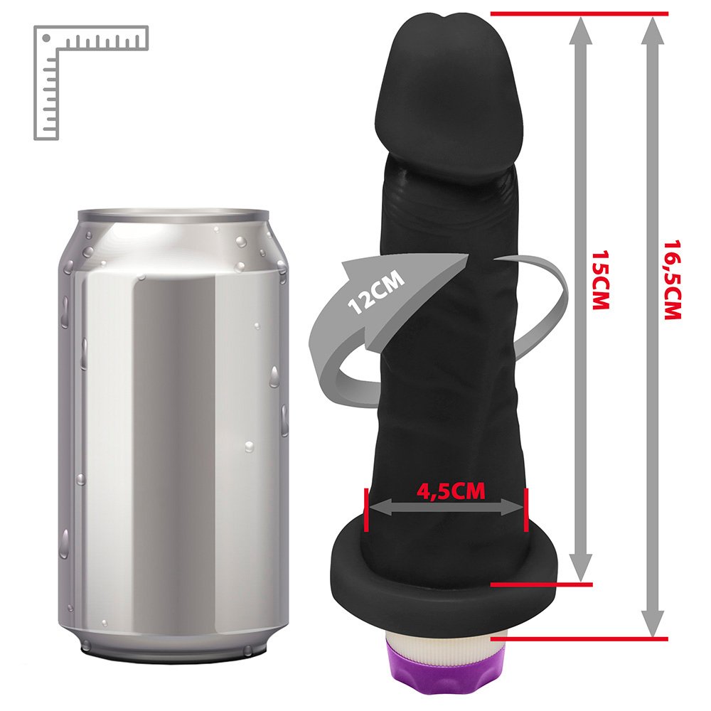 Pênis de Borracha Miércoles com Vibrador 15 x 4,5cm Preto | Foto 07