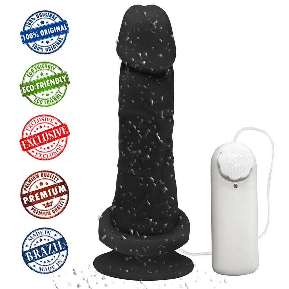 Pênis de Borracha Miércoles com Vibrador e Ventosa 15 x 4,5cm Preto | Foto 05
