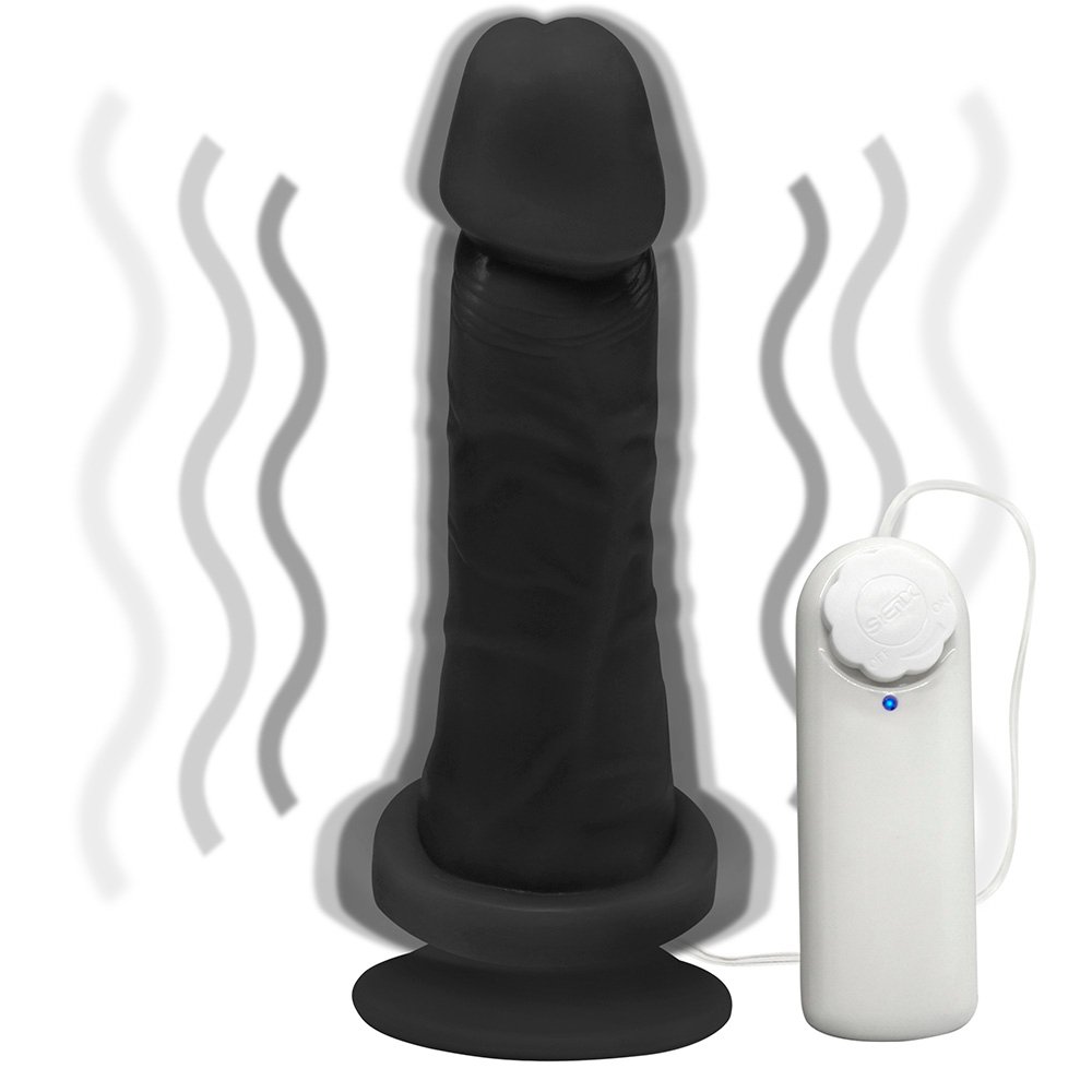 Pênis de Borracha Miércoles com Vibrador e Ventosa 15 x 4,5cm Preto | Foto 06