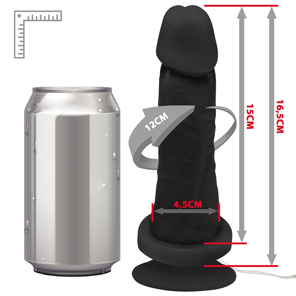 Pênis de Borracha Miércoles com Vibrador e Ventosa 15 x 4,5cm Preto | Foto 07