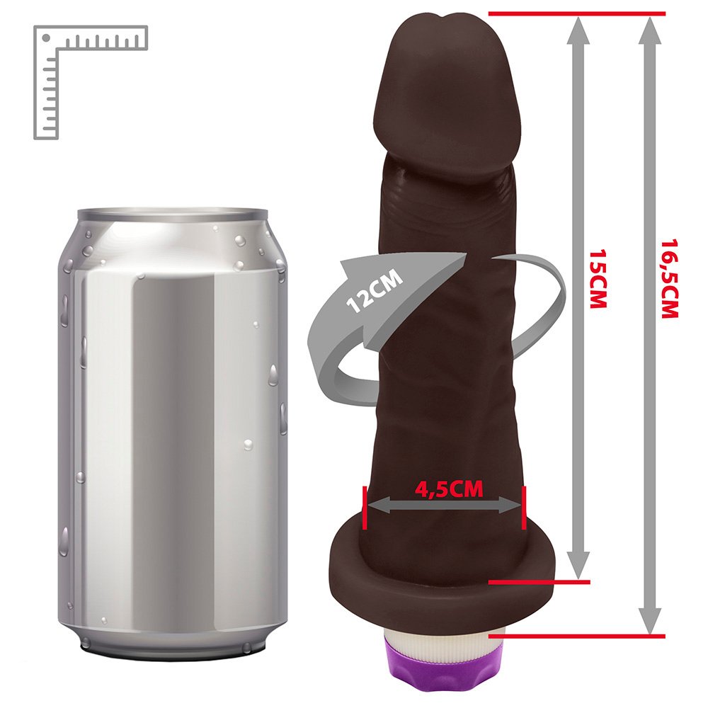 Pênis de Borracha Miércoles com Vibrador 15 x 4,5cm Marrom | Foto 07