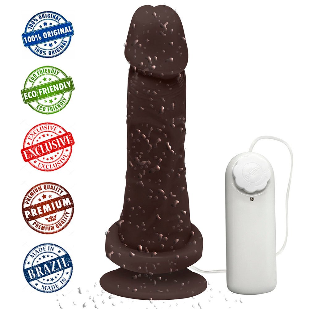 Pênis de Borracha Miércoles com Vibrador e Ventosa 15 x 4,5cm Marrom | Foto 05