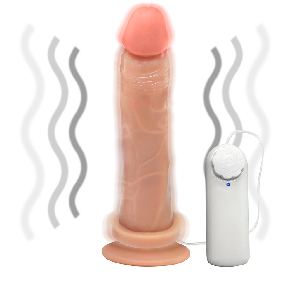 Pênis de Borracha Jueves Bege com Vibrador e Ventosa 19 x 4,5cm Bege | Foto 06