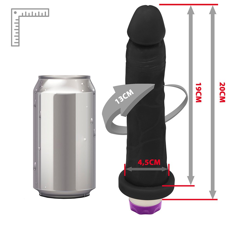 Pênis de Borracha Jueves com Vibrador 19 x 4,5cm Preto | Foto 07