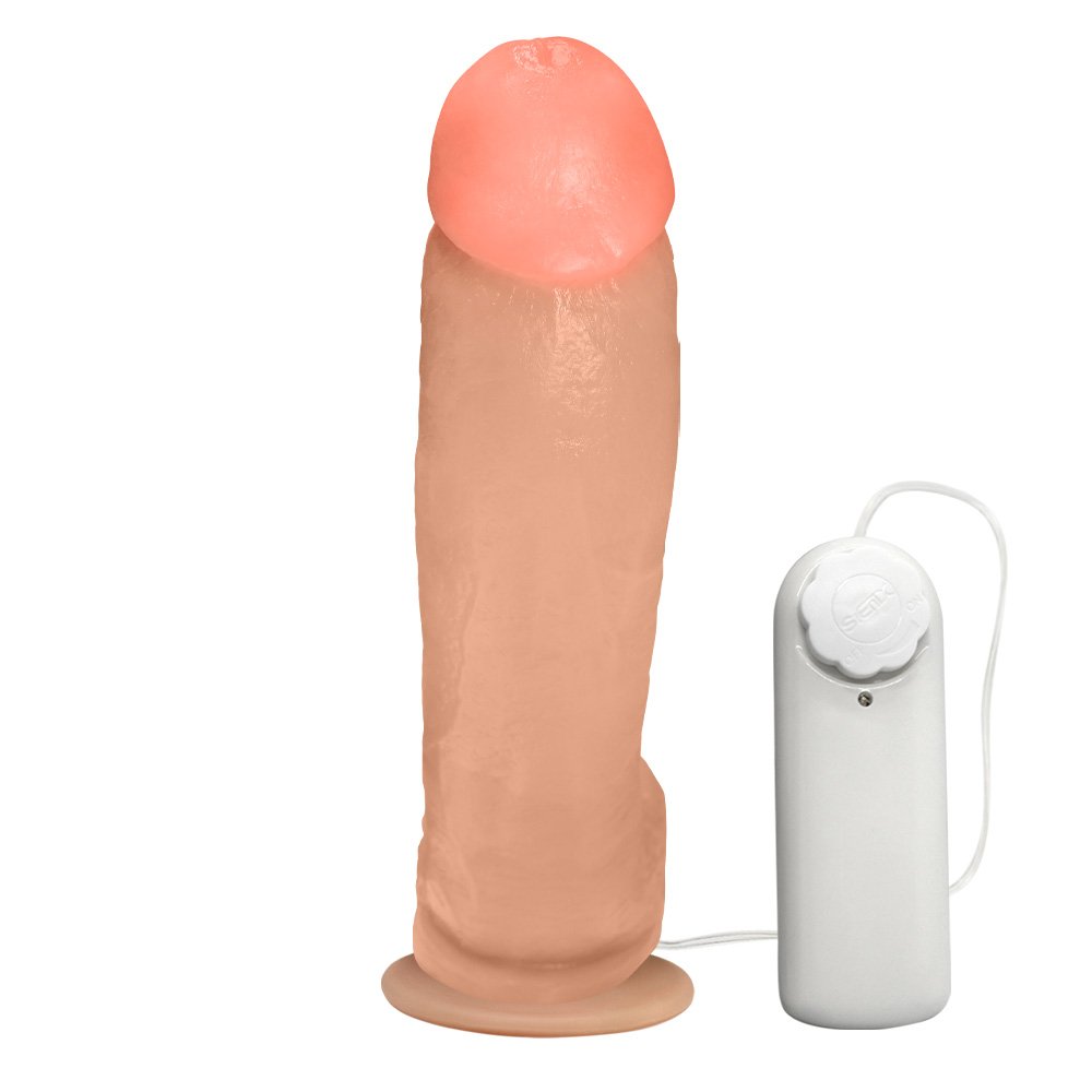 P�nis Real�stico Feito em PVC Flex�vel com Escroto, Ventosa e Vibro Ron Jeremy 21 x 4,5cm Bege | Foto 04