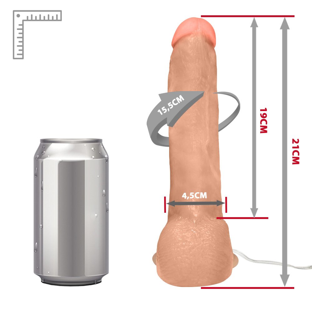 P�nis Real�stico Feito em PVC Flex�vel com Escroto, Ventosa e Vibro Ron Jeremy 21 x 4,5cm Bege | Foto 06