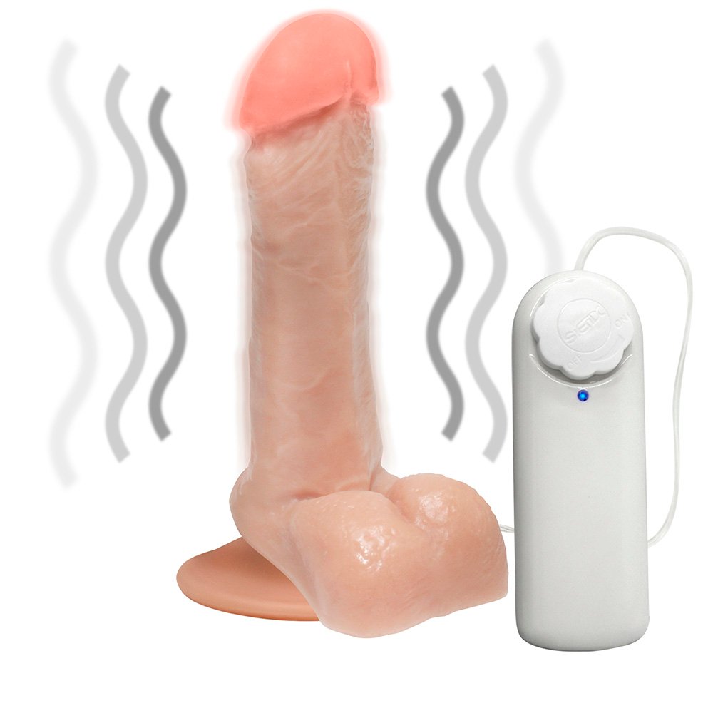 Pênis de Borracha Ares com Escroto, Vibrador e Ventosa 15 x 4cm Bege | Foto 06