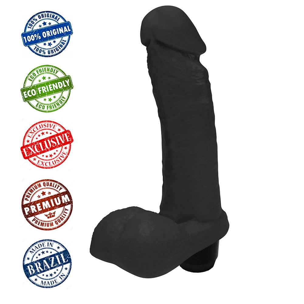 Pênis de Borracha Ares com Escroto e Vibrador 15 x 4cm Preto | Foto 05
