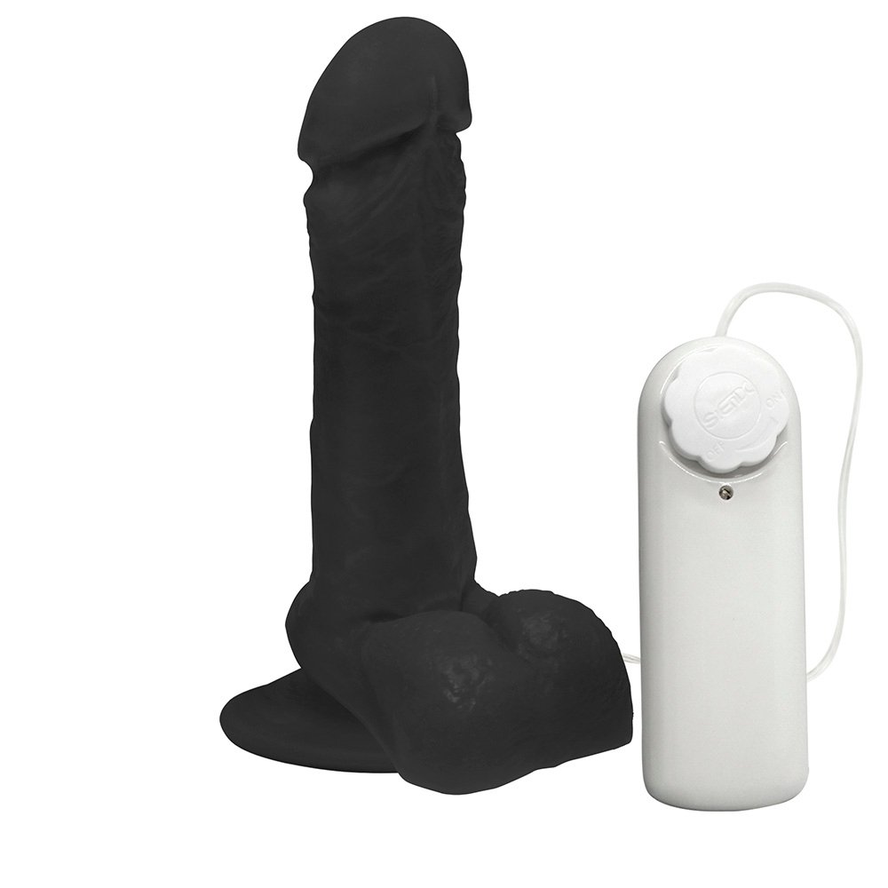 Pênis de Borracha Ares com Escroto, Vibrador e Ventosa 15 x 4cm Preto | Foto 03